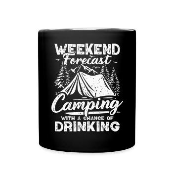 Camping Forecast Beer Tent Mountains Hiking Camper - Full Colour Mug - black - Front