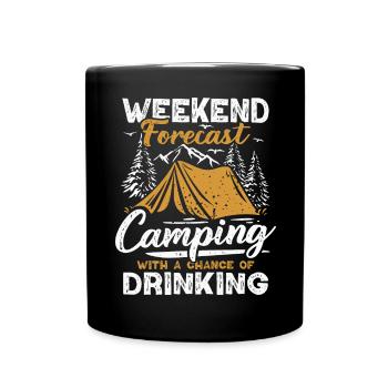 Camping Forecast Beer Tent Mountains Hiking Camper - Full Colour Mug - black - Front