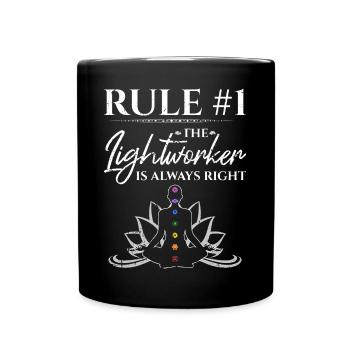 Der Lichtarbeiter hat immer Recht Reiki - Tasse einfarbig - Schwarz - Vorne