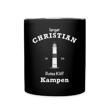 Sylt, Leuchtturm kampen, langer Christian - Tasse einfarbig - Schwarz - Vorne