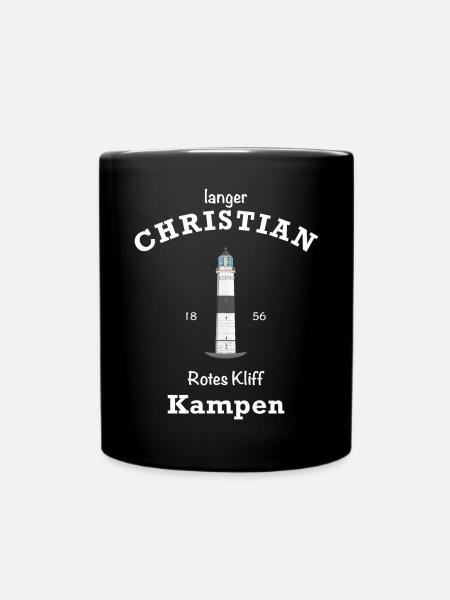 Sylt, Leuchtturm kampen, langer Christian - Tasse einfarbig - Schwarz