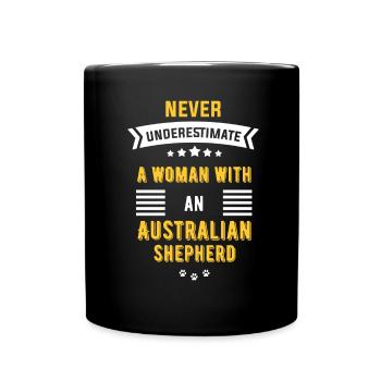 Australian Shepherd Geschenk - Tasse einfarbig - Schwarz - Vorne