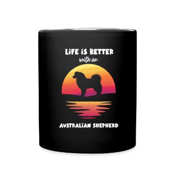 Australian Shepherd Geschenk - Tasse einfarbig - Schwarz - Vorne