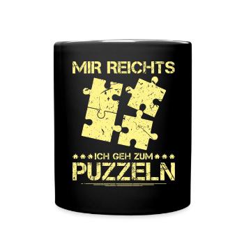 Puzzle Spruch Puzzleteil - Tasse einfarbig - Schwarz - Vorne