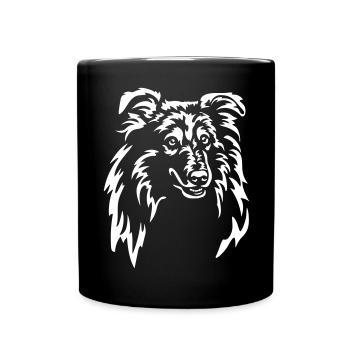 Sheltie Kopf "Black Edition" - Tasse einfarbig - Schwarz - Vorne