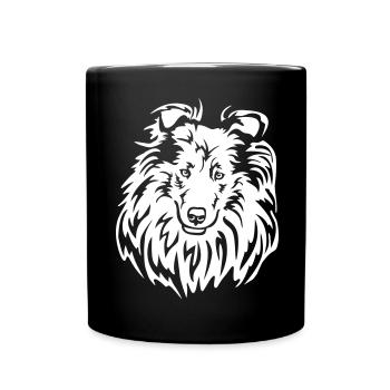 Collie Head "Black Edition" - Full Colour Mug - black - Front