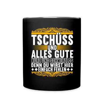 Abschiedsgeschenk Kollege Jobwechsel - Tasse einfarbig - Schwarz - Vorne