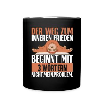Yoga Faultier - Tasse einfarbig - Schwarz - Vorne