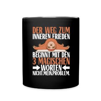 Yoga Faultier - Tasse einfarbig - Schwarz - Vorne