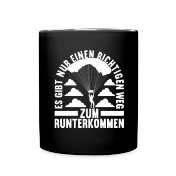 Fallschirmspringer Fallschirmsprung - Tasse einfarbig - Schwarz - Vorne