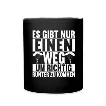 Fallschirmspringer Fallschirmsprung - Tasse einfarbig - Schwarz - Vorne