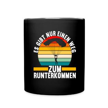 Fallschirmspringer Fallschirmsprung - Tasse einfarbig - Schwarz - Vorne