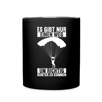Fallschirmspringer Fallschirmsprung - Tasse einfarbig - Schwarz - Vorne