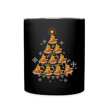 Pizza Fast Food Pizza Christmas Tree - Tasse einfarbig - Schwarz - Vorne