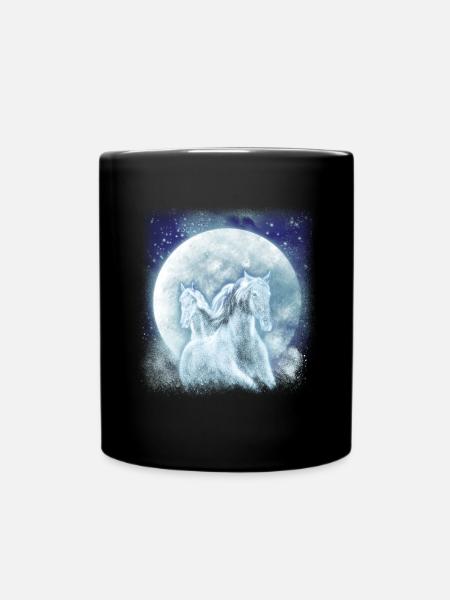 Chevaux blancs au clair de lune cheval d’équitation - Mug uni - noir