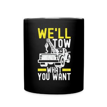 Abschleppwagen Abschleppdienst - Tasse einfarbig - Schwarz - Vorne