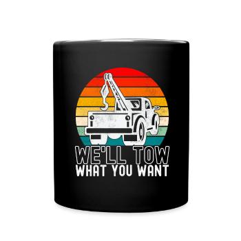 Abschleppwagen Abschleppdienst - Tasse einfarbig - Schwarz - Vorne