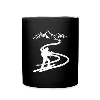 Tourenski Tourengeher Skitour Berg Design - Tasse einfarbig - Schwarz - Vorne