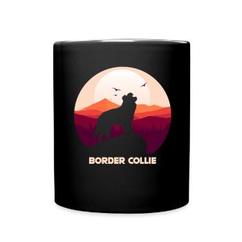 Border Collie Hund - Tasse einfarbig - Schwarz - Vorne