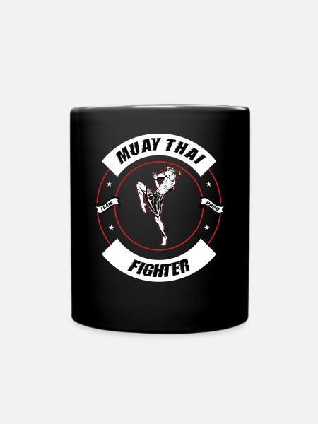 Muay Thai Fighter Design Martial Arts Fitness - Full Colour Mug - black