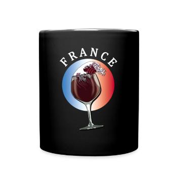 French wine wave| France - Full Colour Mug - black - Front