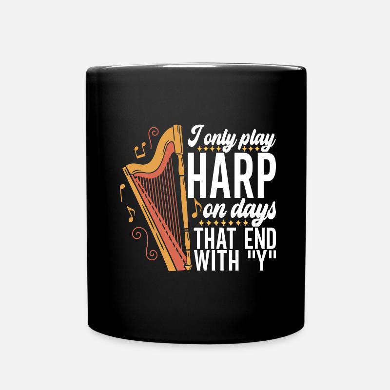 Harfe Harfenspieler - Tasse einfarbig - Schwarz