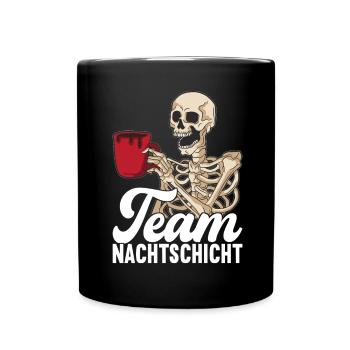 Nachtschicht Nachtdienst - Tasse einfarbig - Schwarz - Vorne