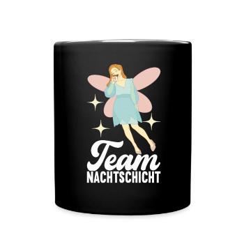 Nachtschicht Nachtdienst - Tasse einfarbig - Schwarz - Vorne