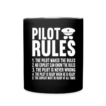 Pilot Flugzeug - Tasse einfarbig - Schwarz - Vorne