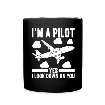 Pilot Flugzeug - Tasse einfarbig - Schwarz - Vorne