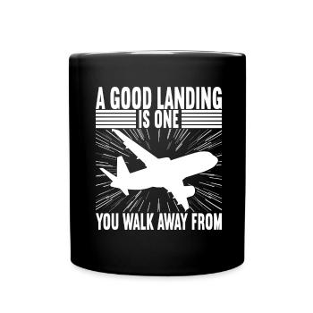 Pilot Flugzeug - Tasse einfarbig - Schwarz - Vorne