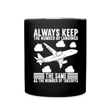Pilot Flugzeug - Tasse einfarbig - Schwarz - Vorne