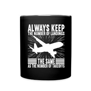 Pilot Flugzeug - Tasse einfarbig - Schwarz - Vorne