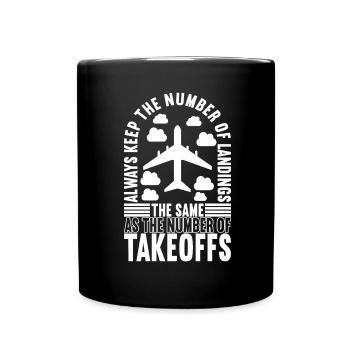 Pilot Flugzeug - Tasse einfarbig - Schwarz - Vorne