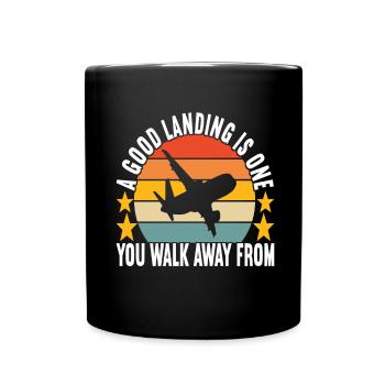 Pilot Flugzeug - Tasse einfarbig - Schwarz - Vorne