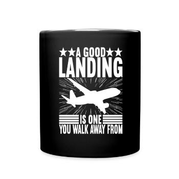 Pilot Flugzeug - Tasse einfarbig - Schwarz - Vorne