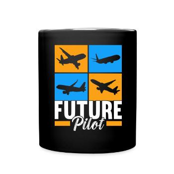 Pilot Flugzeug - Tasse einfarbig - Schwarz - Vorne