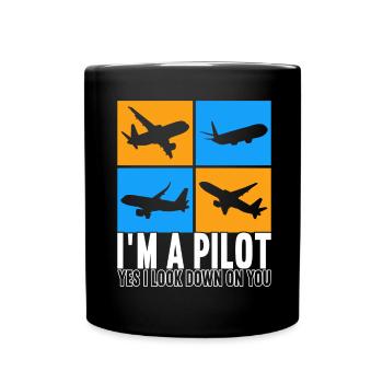 Pilot Flugzeug - Tasse einfarbig - Schwarz - Vorne