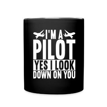 Pilot Flugzeug - Tasse einfarbig - Schwarz - Vorne