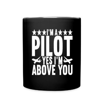 Pilot Flugzeug - Tasse einfarbig - Schwarz - Vorne