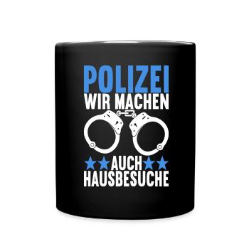 Polizei Polizist - Tasse einfarbig - Schwarz - Vorne