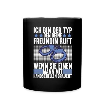 Polizei Polizist - Tasse einfarbig - Schwarz - Vorne