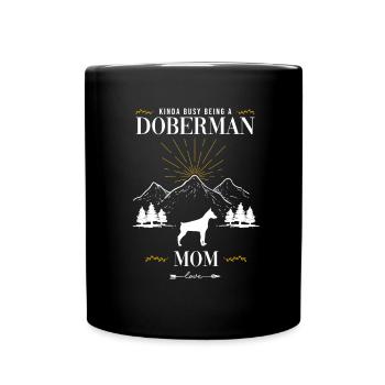 Dobermann - Tasse einfarbig - Schwarz - Vorne