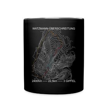 Watzmann-Überschreitung, Alpen, Berge, bergsteigen - Tasse einfarbig - Schwarz - Vorne