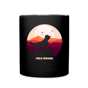 Feldspaniel und Mond Halloween - Tasse einfarbig - Schwarz - Vorne