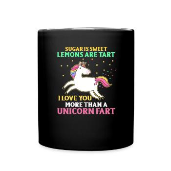 Sugar-sweet lemon I love you more than unicorn - Full Colour Mug - black - Front