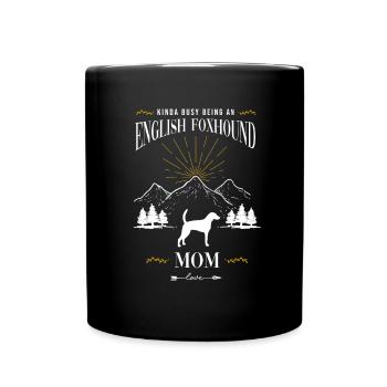 Irgendwie damit beschäftigt, eine English Foxhound - Tasse einfarbig - Schwarz - Vorne