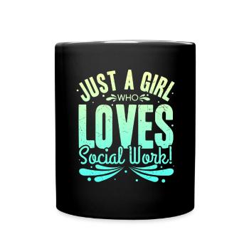 Juste une fille qui aime le travail social | Travail social - Mug uni - noir - Devant
