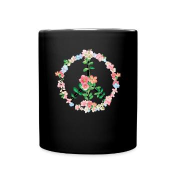 Peace Love Hippie Kostüm Tie Dye 60er 70er Jahre - Tasse einfarbig - Schwarz - Vorne