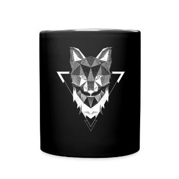 Fuchs T-Shirt Polygon Geometrisches Wildtier - Tasse einfarbig - Schwarz - Vorne
